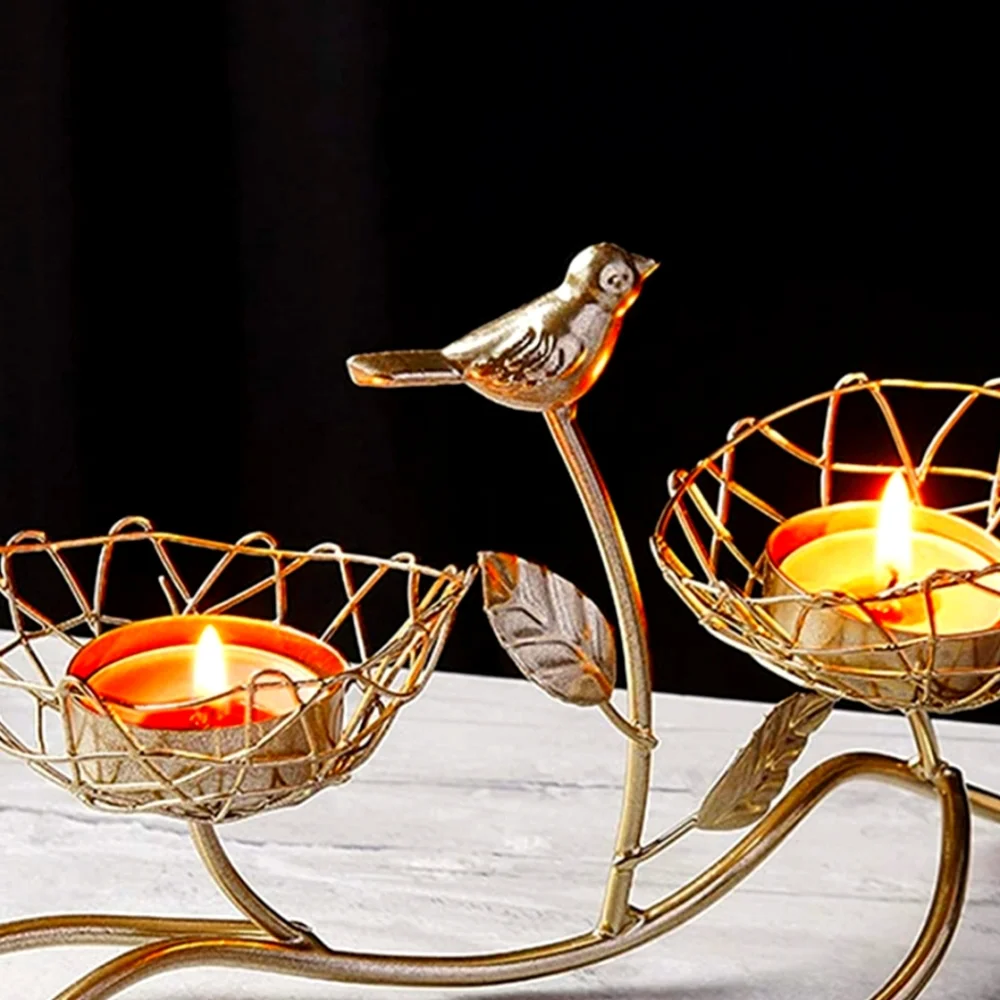 - Bird candle holder with 2 tealight candles